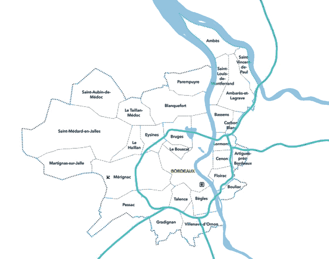 Carte de Bordeaux Métropole